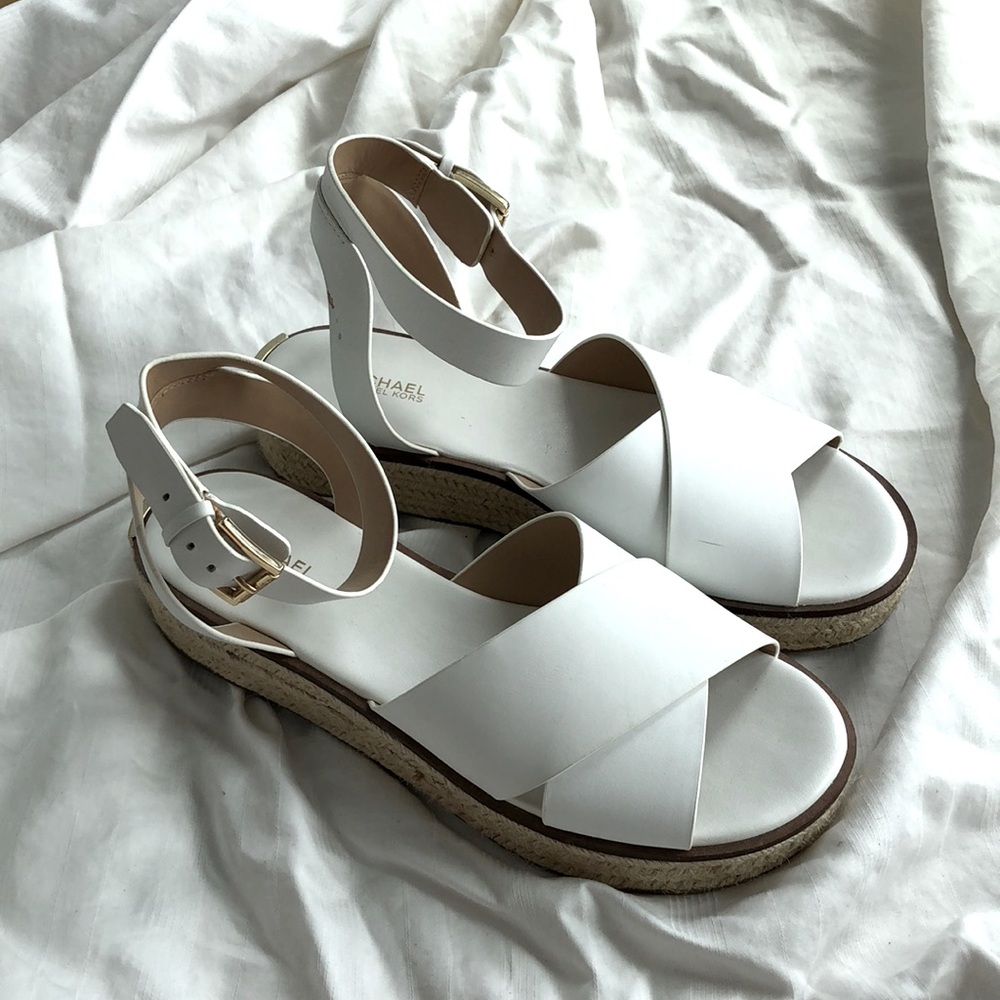 White MK sandals